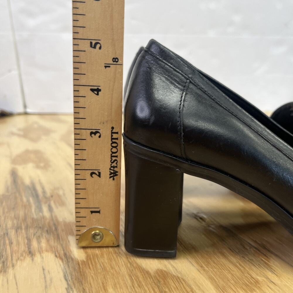 VTG 90s Y2K White Mountain Leather Heeled Loafer Size 8 Black Buckle Casual - Picture 11 of 14